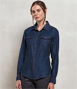 Premier Ladies Jeans Stitch Denim Shirt